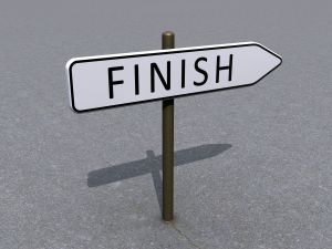 A sign post that reads "finish"